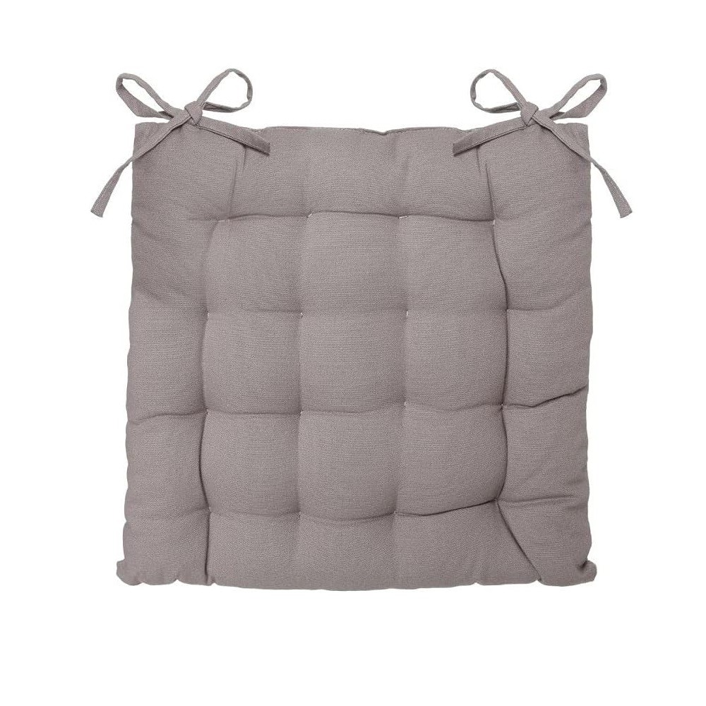 Assise de chaise matelassée coton 38 x 38 cm gris