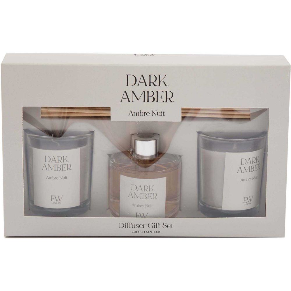Coffret 2 bougies parfumée et diffuseur 50ml senteur ambre