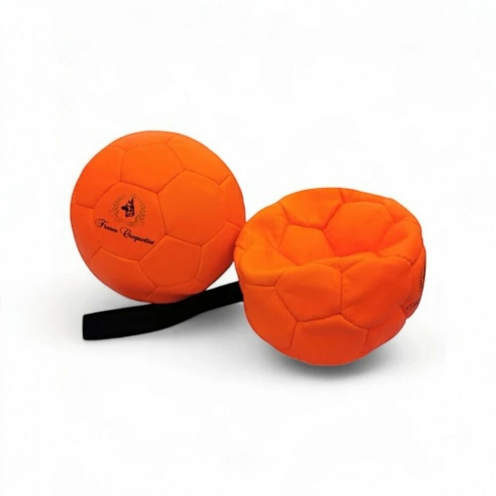 Ballon gonflable en cuir veritable avec poignee 12cm pour chien, francecroquettes