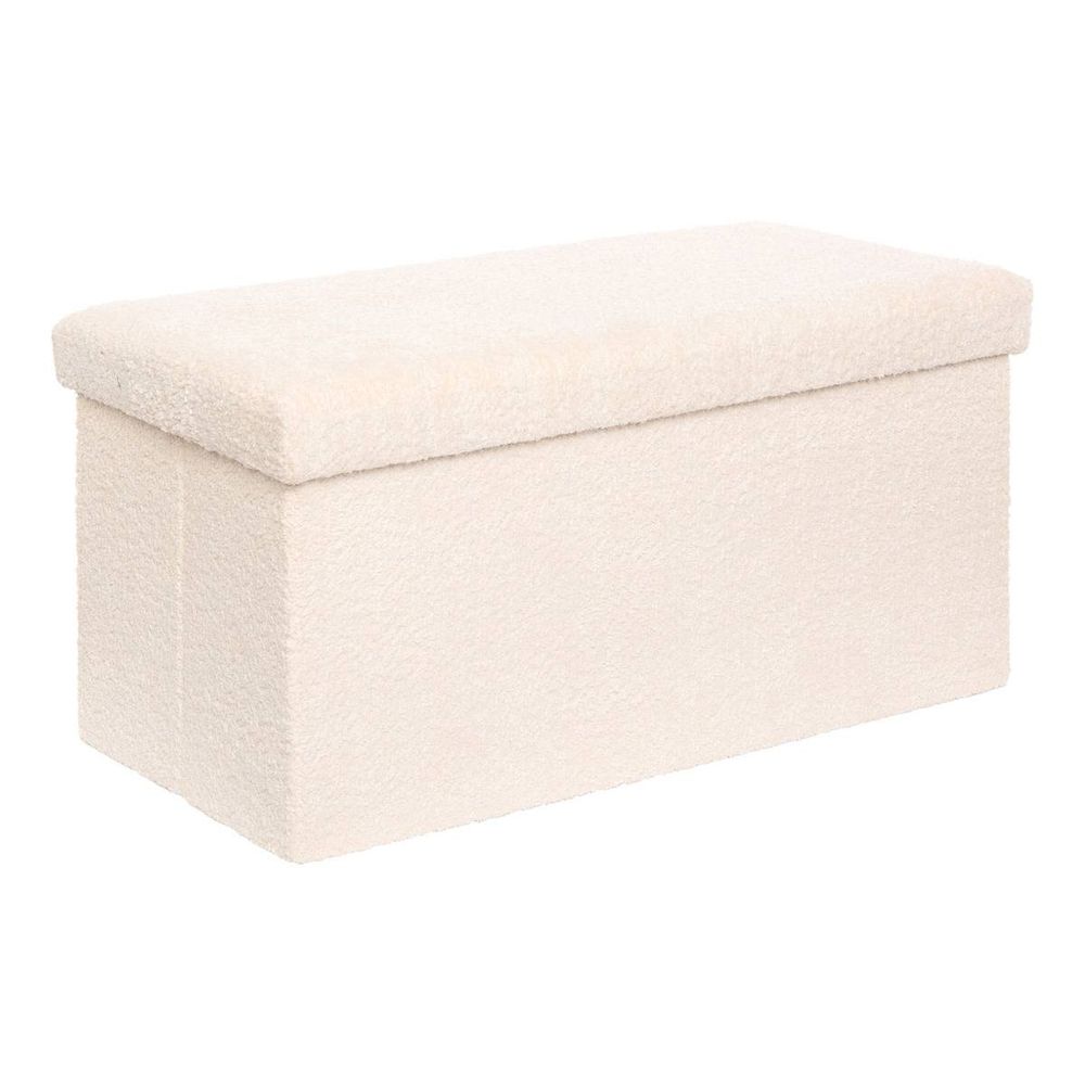 Pouf pliable coffre soana en bouclette ivoire 76x38cm