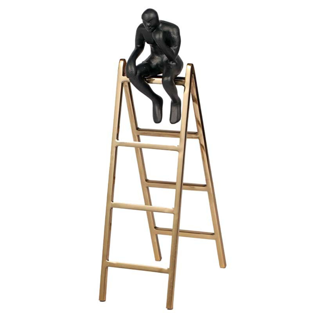 Statuette homme sur échelle 20x11x38cm