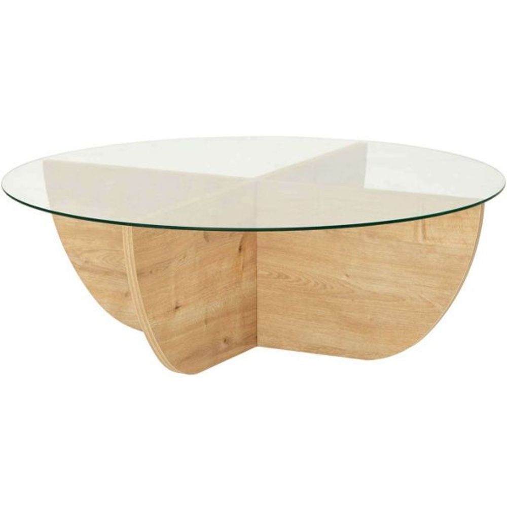 Table basse en verre et aggloméré lily chêne
