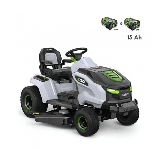 Tondeuse électrique autoportée avec pack batteries 15 ah et chargeur mural, coupe mulching 107 cm - ego tr4201e