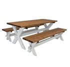 Celine table de pique nique et bancs en bois 177 cm - marron/blanc