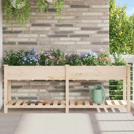Bac à plantes en bois de sapin avec étagère de rangement pour jardin 203cm