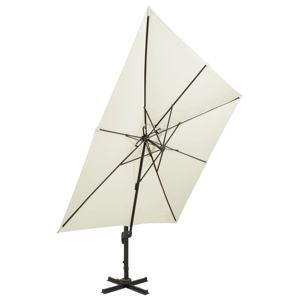 Parasol de jardin déporté avec double plateau 300 x 300 cm sable