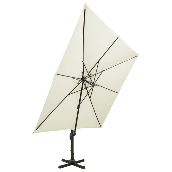 Parasol de jardin déporté avec double plateau 300 x 300 cm sable