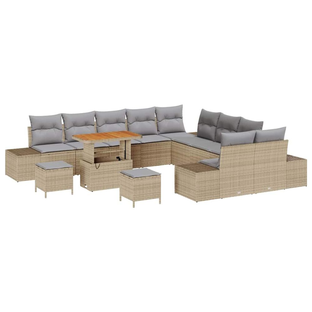 Ensemble de canapé de jardin 13 pc beige polyrotin