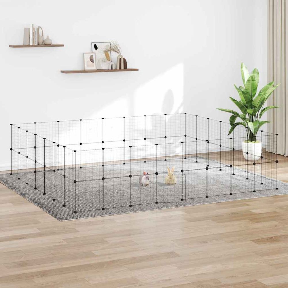 Enclos professionnel 60 panneaux acier modulable avec porte noir