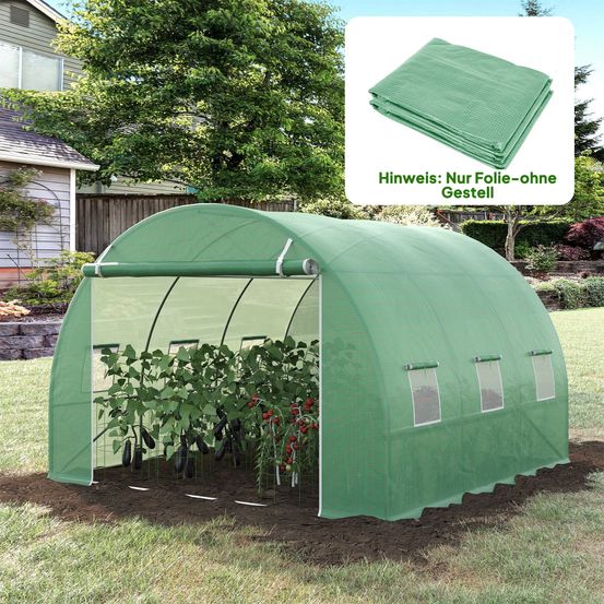 Bâche de serre pe 300 x 300 x 200 cm verte 6 fenêtres porte zippée protection uv - comfortxl outdoor living