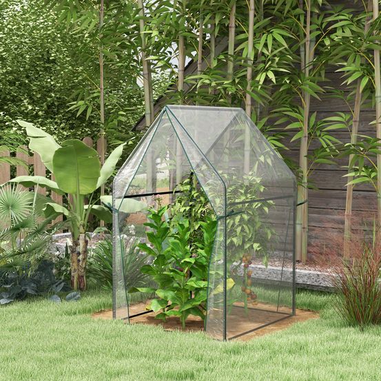 Serre de jardin acier plastique transparent 90 x 90 x 145 cm plantes grimpantes protection uv - comfortxl outdoor living