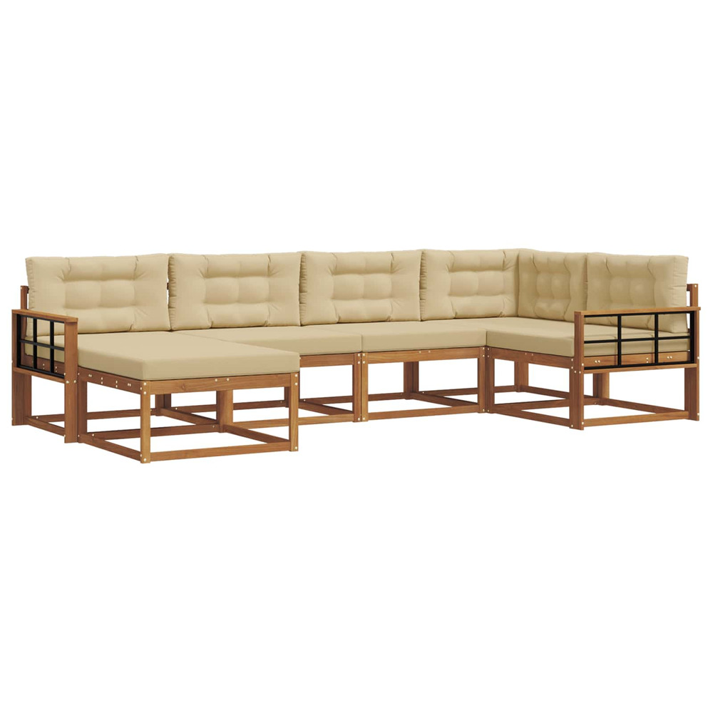 Ensemble de canapés d'extérieur 6 pcs naturel et beige