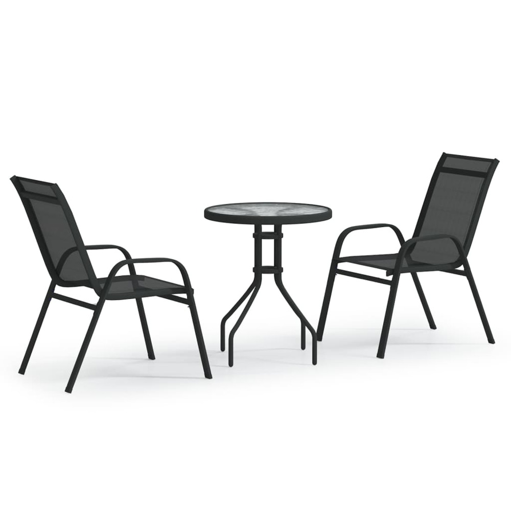 Ensemble de bistro de jardin 3 pcs noir