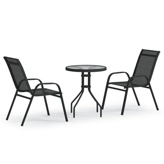 Ensemble de bistro de jardin 3 pcs noir