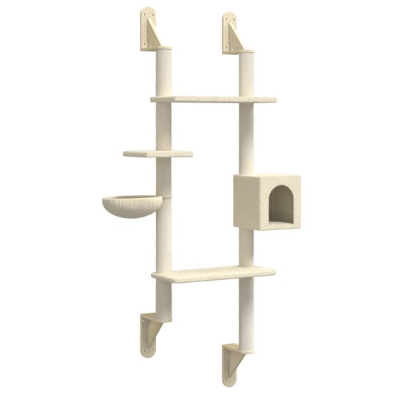 Arbre à chat meuble tour grimper jouet grattage grattoir escalade plateforme mural avec griffoir 180 cm crème