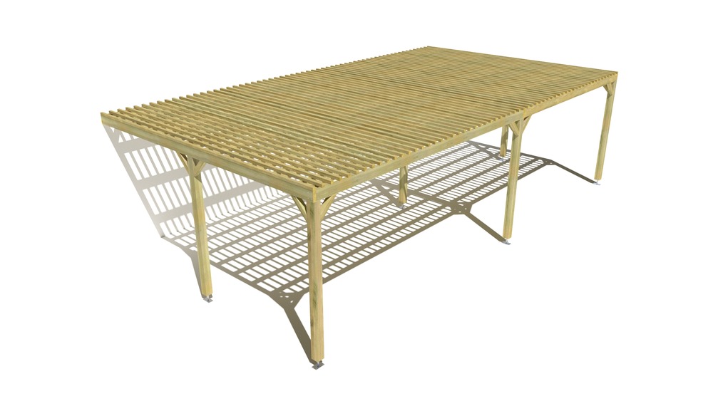 Pergola bois • 9m x 5m • adossée • sens largeur • lattage bois • livraison comprise