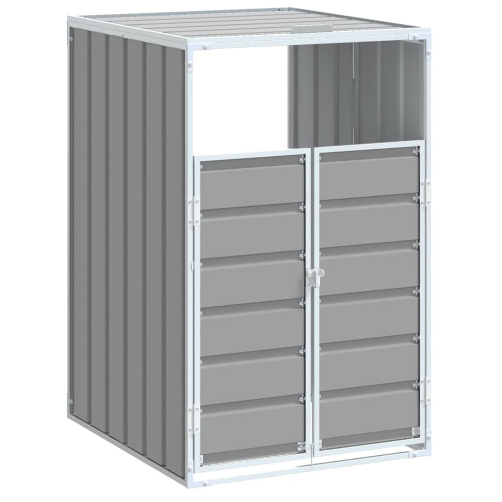 Rangement à roulettes pour poubelles pour bac unique gris acier