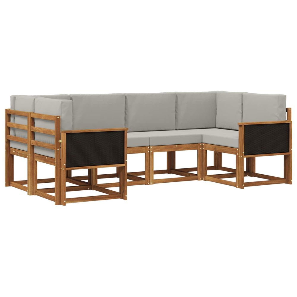 Ensemble de canapés d'extérieur 6 pc naturel et gris clair