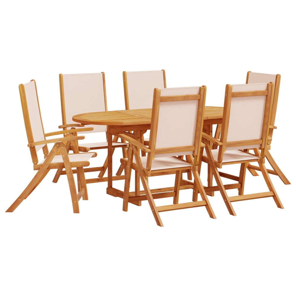 Ensemble à manger de jardin 7pcs bois d'acacia solide textilène