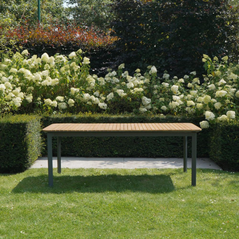 Table de jardin piana en teck massif et aluminium 6/8 places anthracite