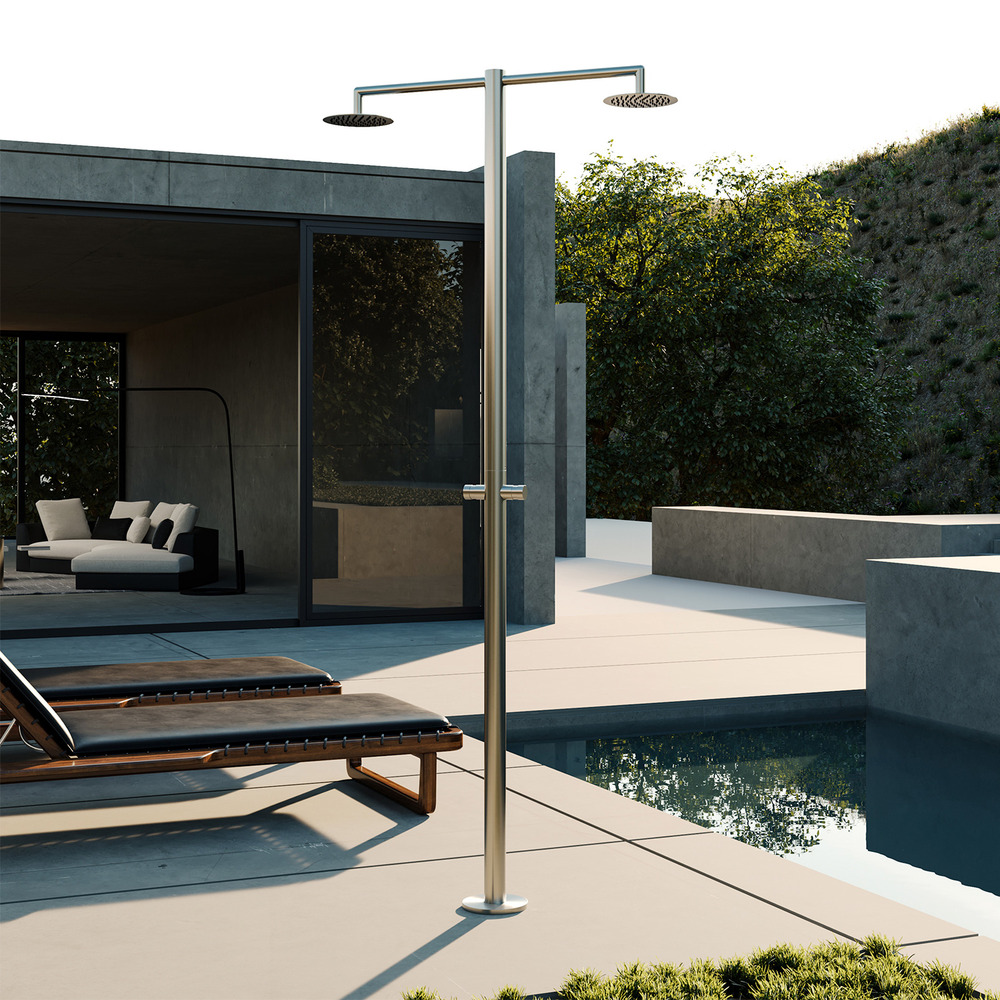 Exterieur eau froide 2 pommeaux de douche douche isolee inox ortro