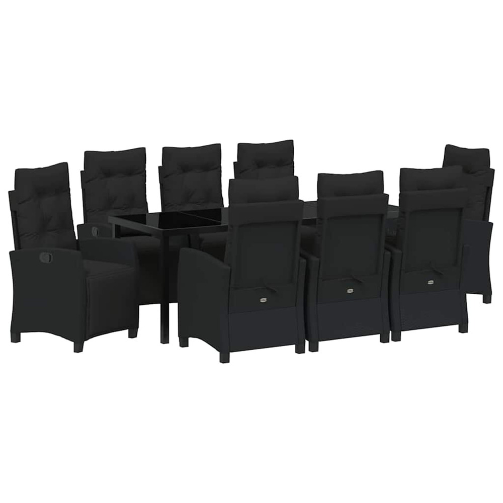 Ensemble de salle à manger pour jardin 9 pcs noir polyrotin