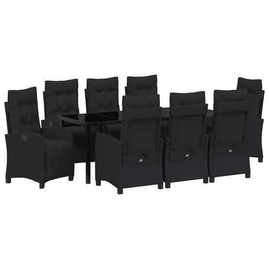 Ensemble de salle à manger pour jardin 9 pcs noir polyrotin