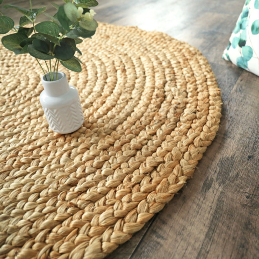Tapis naturel rond boho 100% jute - ø 120 cm
