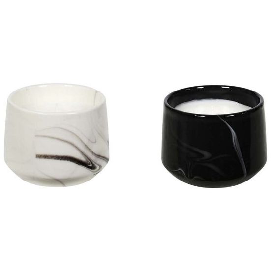 Bougie parfumée pot en dolomite effet marbre (lot de 2) 8 x 11 cm