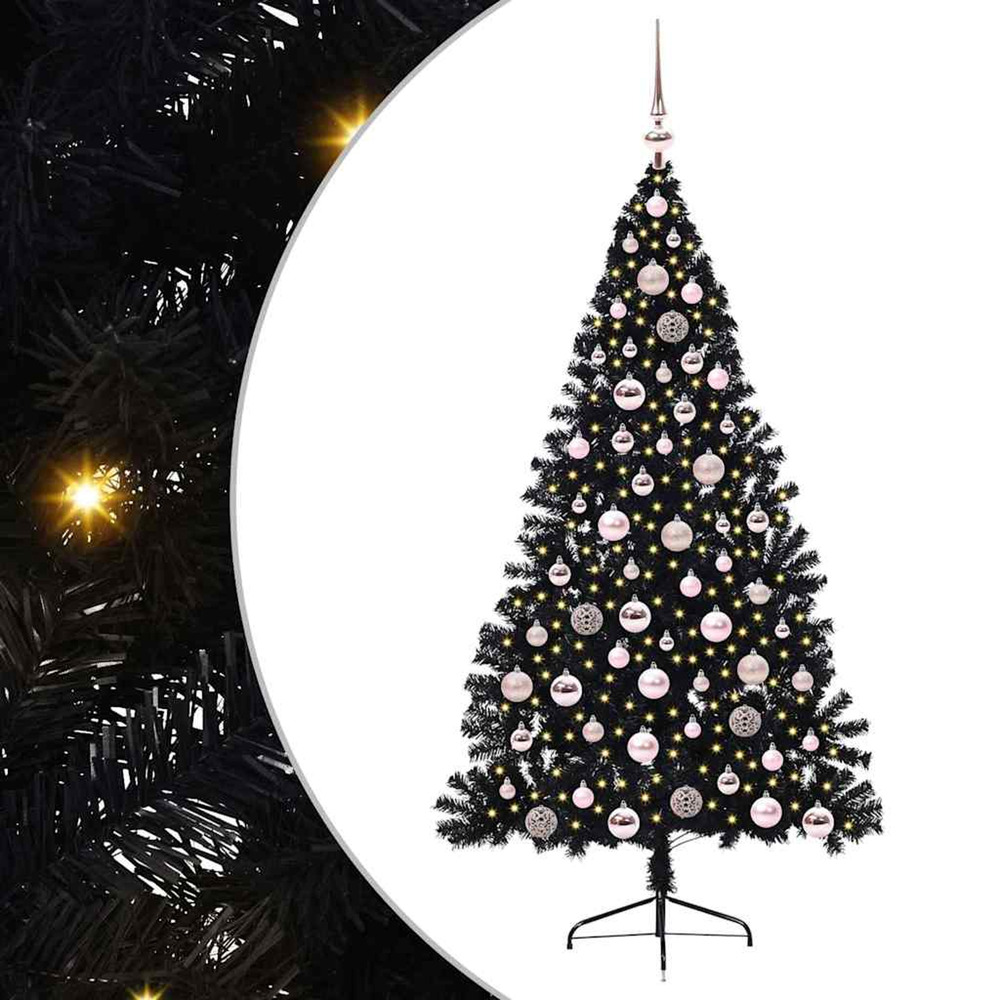 Sapin de noël artificiel pré-éclairé noir 180 cm pvc