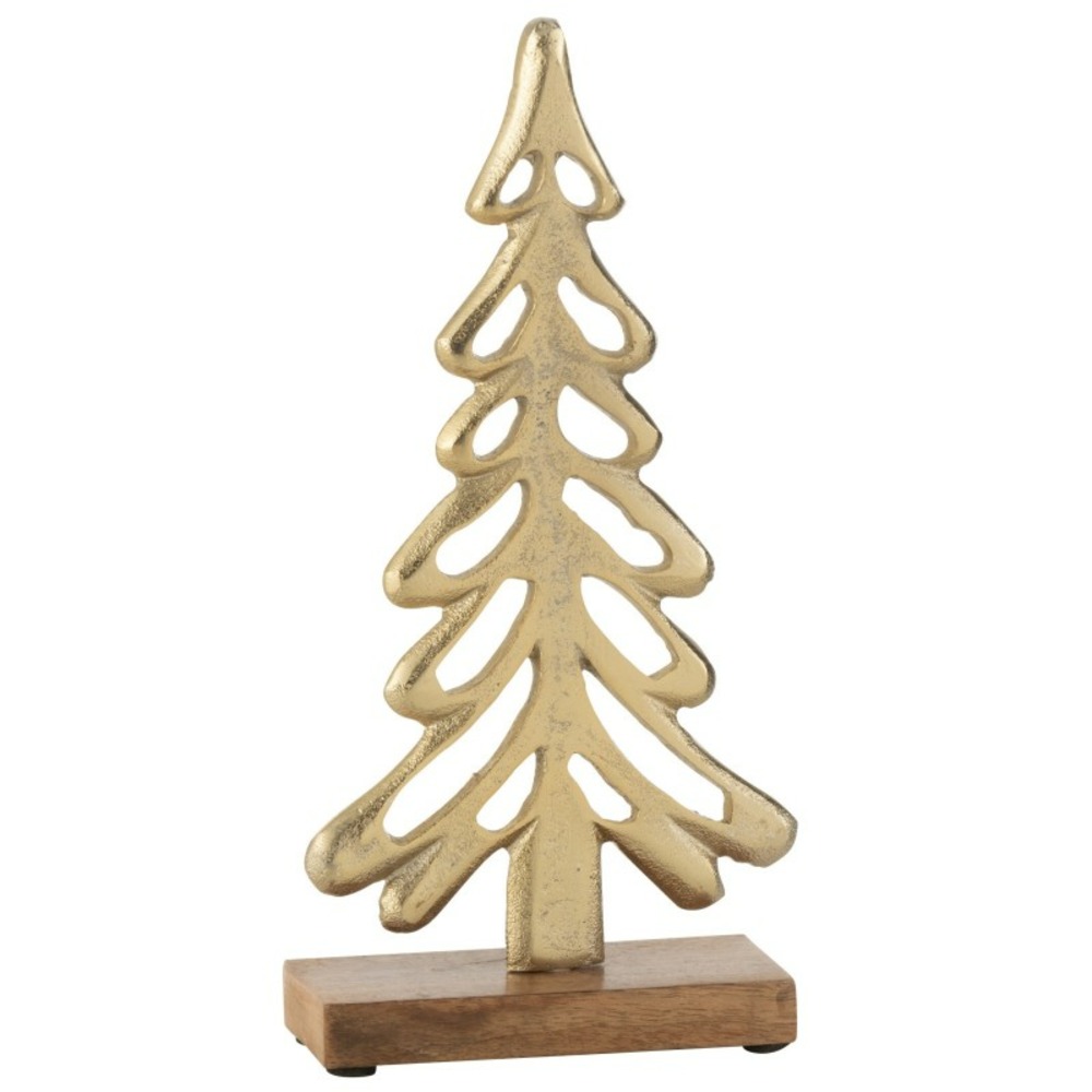 Sapin décoratif en aluminium doré 13.5x5x26 cm h26