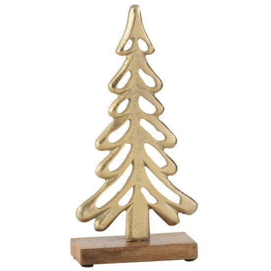 Sapin décoratif en aluminium doré 13.5x5x26 cm h26