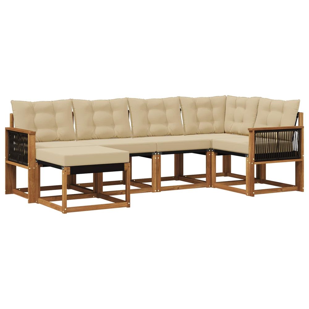 Ensemble de canapés d'extérieur 6 pc naturel et beige