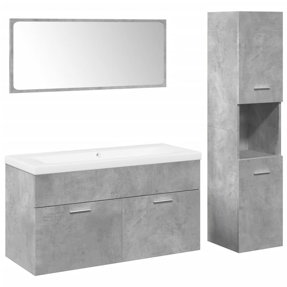 Ensemble de meubles de salle de bain 4 pcs gris béton