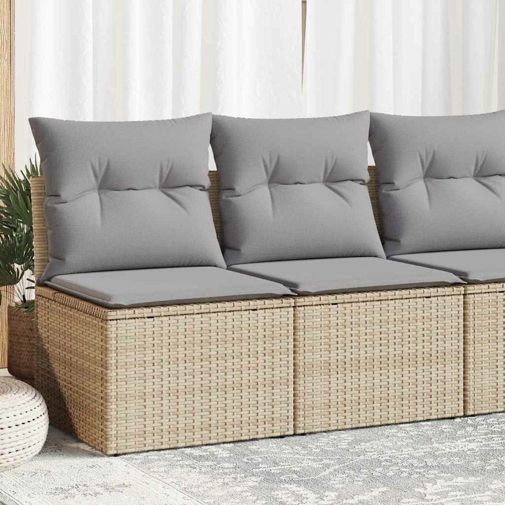 Salon de jardin avec coussins 2 pcs beige résine tressée acacia