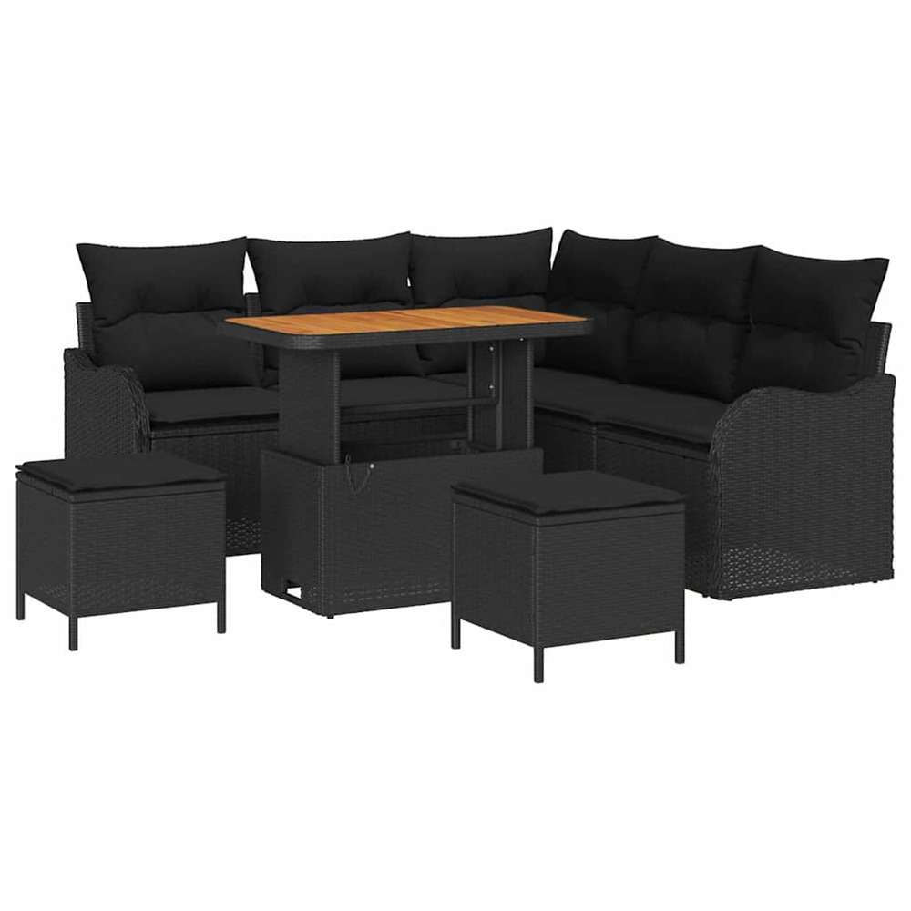 Ensemble de canapé de jardin avec coussin 8 pcs noir