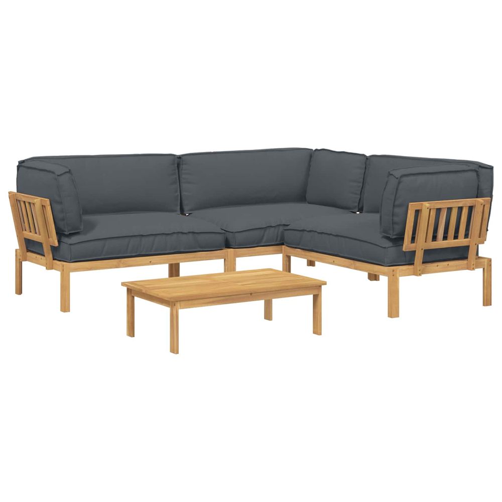 Ensemble de canapés 4 pc anthracite bois d'acacia massif