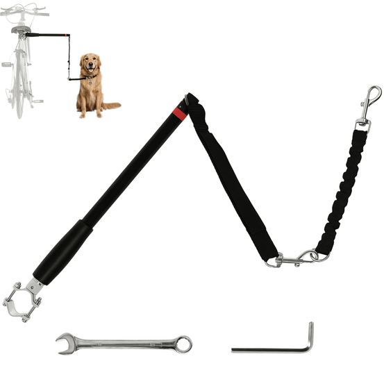 Laisse chien vélo acier amovible exercice protection chocs promenade 124cm noir