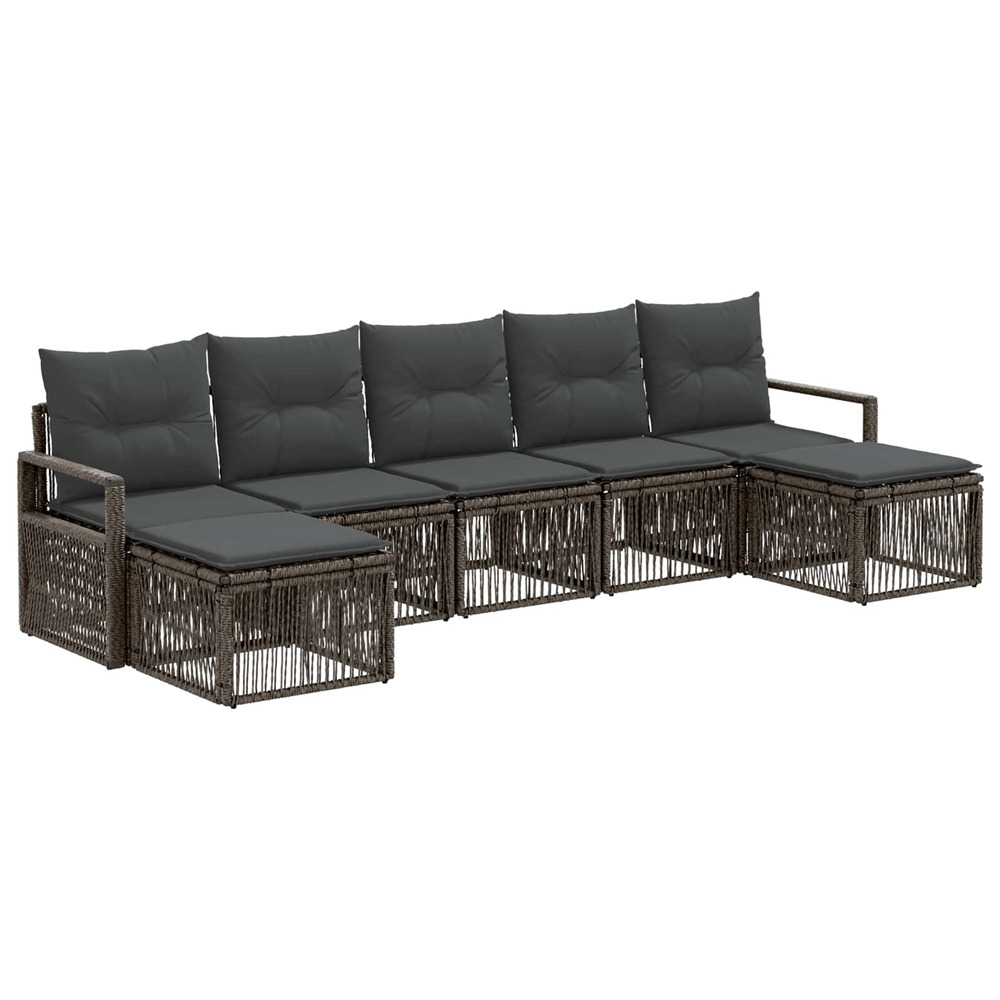 Ensemble de canapé de jardin 7 pcs gris polyrotin