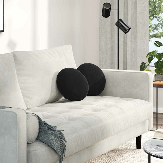 Coussins de siège 2 pcs noir ø30 x 13 cm velours