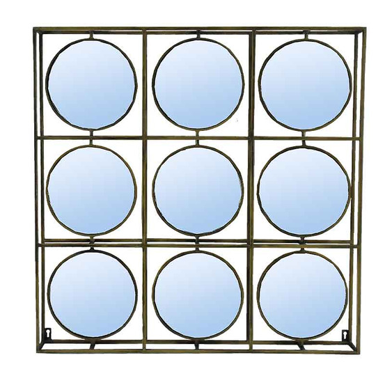 Cadre 9 miroirs fer doré 77x8x77cm