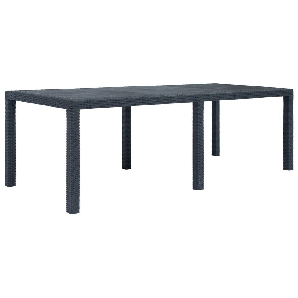 Table de jardin anthracite 220x90x72 cm plastique aspect rotin