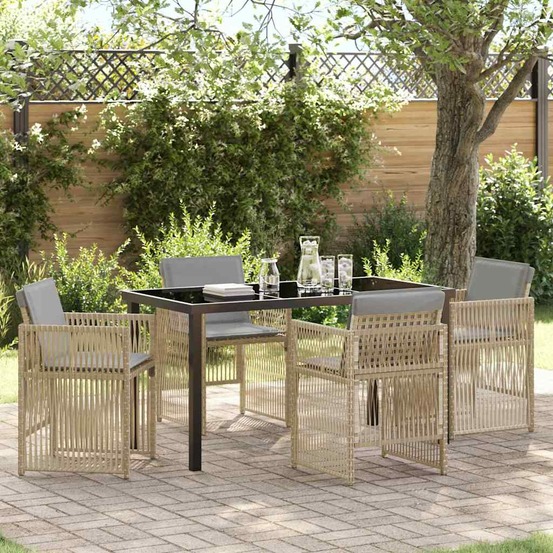 Ensemble de salle à manger pour jardin 5 pcs beige