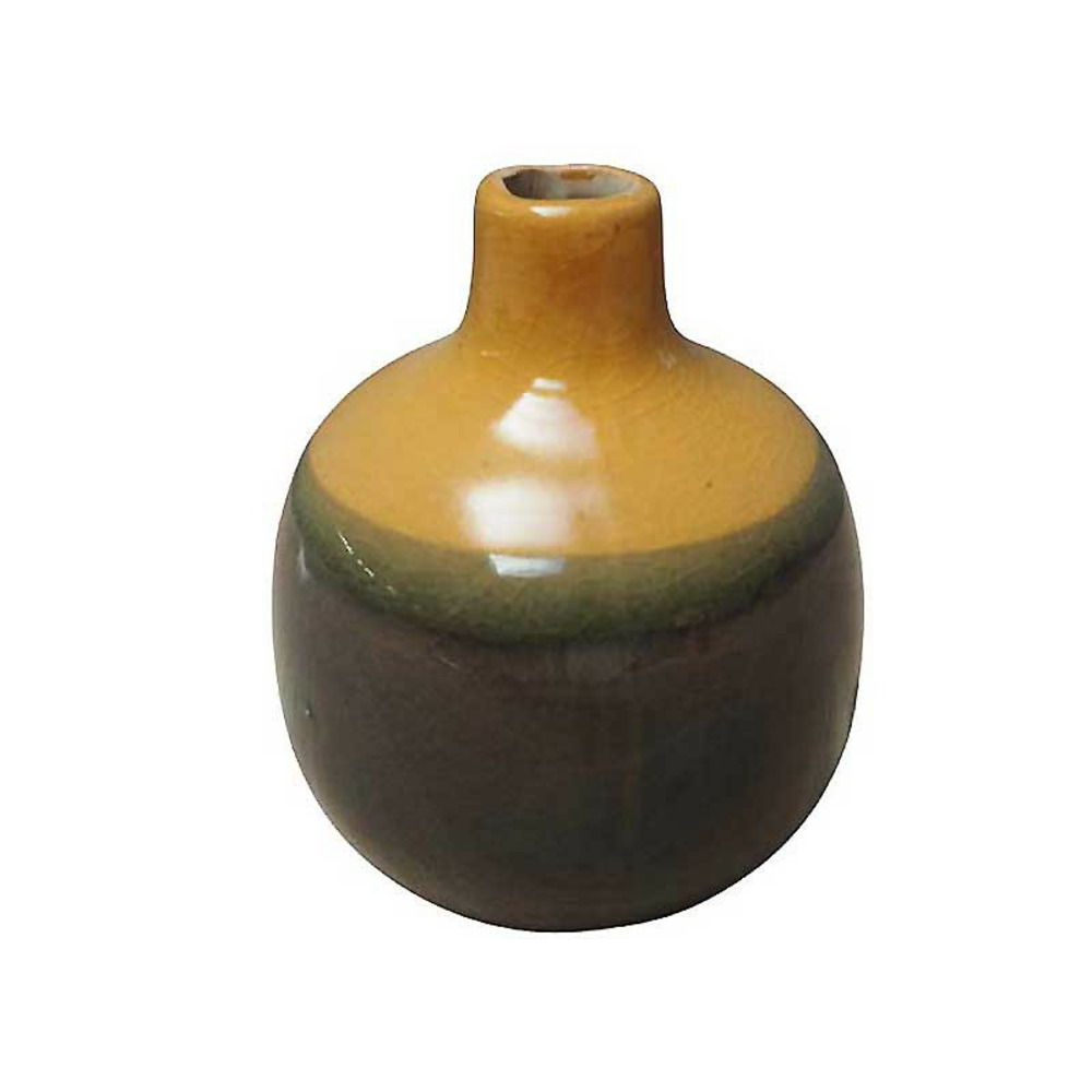 Vase céramique brun et orange chehoma 9x10cm