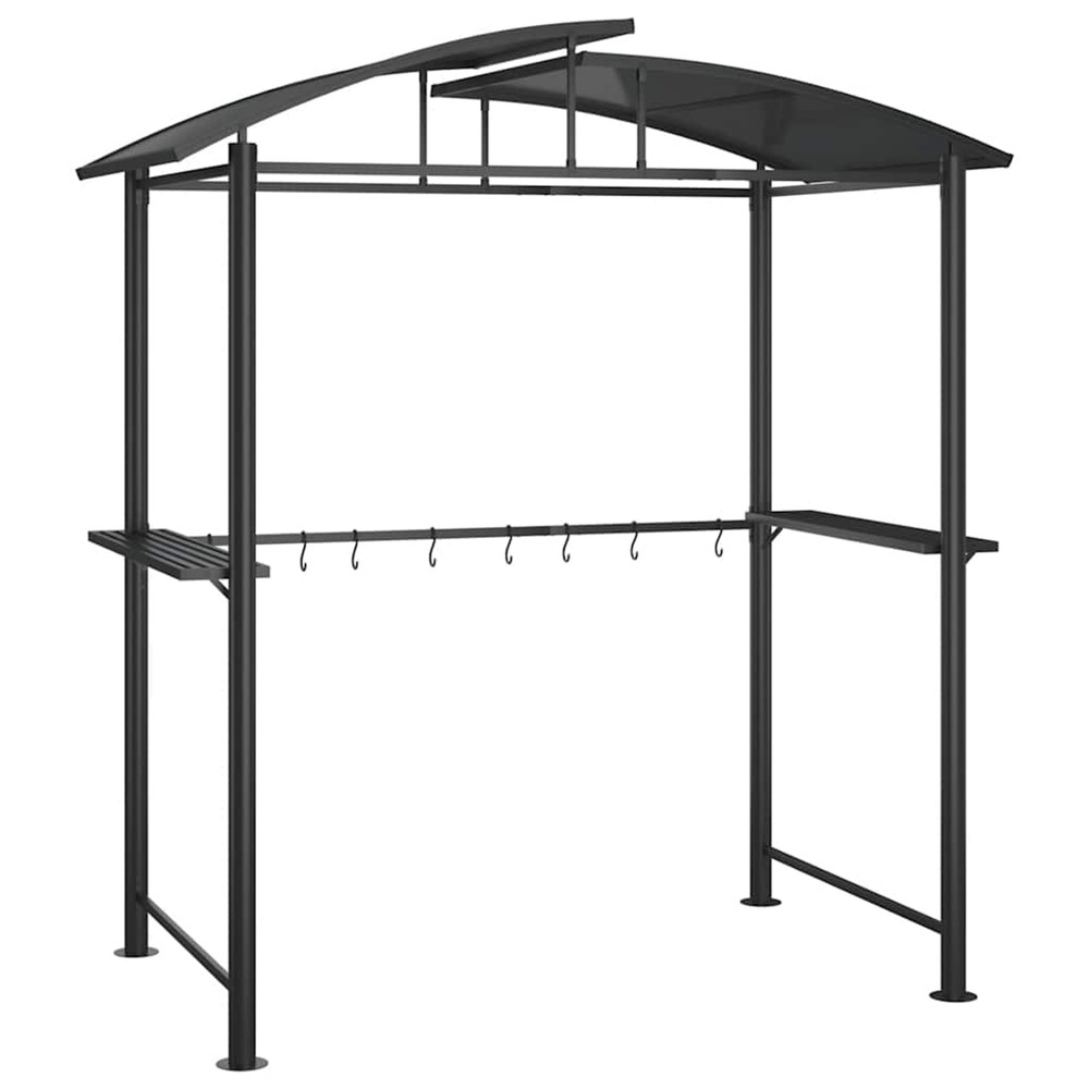 Gazebo bbq et étagères latérales anthracite 210x114x230cm acier