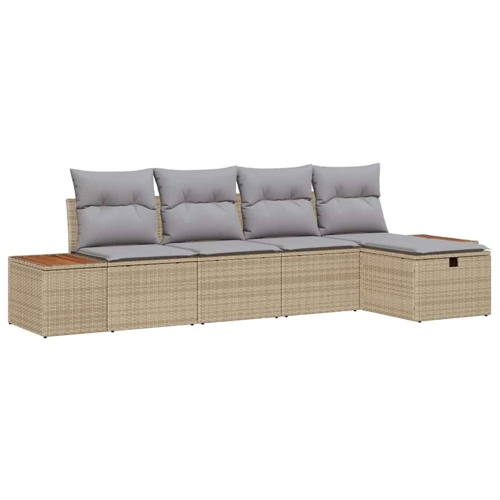Ensemble de canapé de jardin 6 pc beige polyrotin