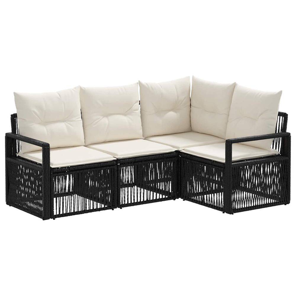 Ensemble de canapé de jardin 4 pcs noir polyrotin