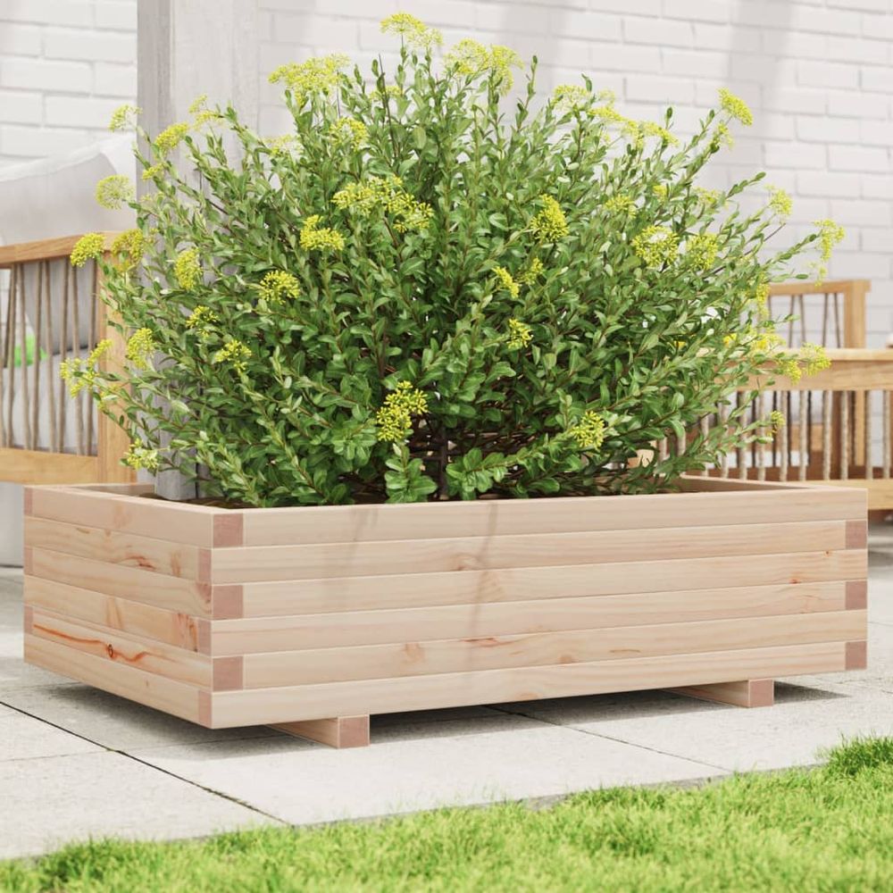 Jardinière rectangulaire 90x60cm bois de pin massif brut à personnaliser