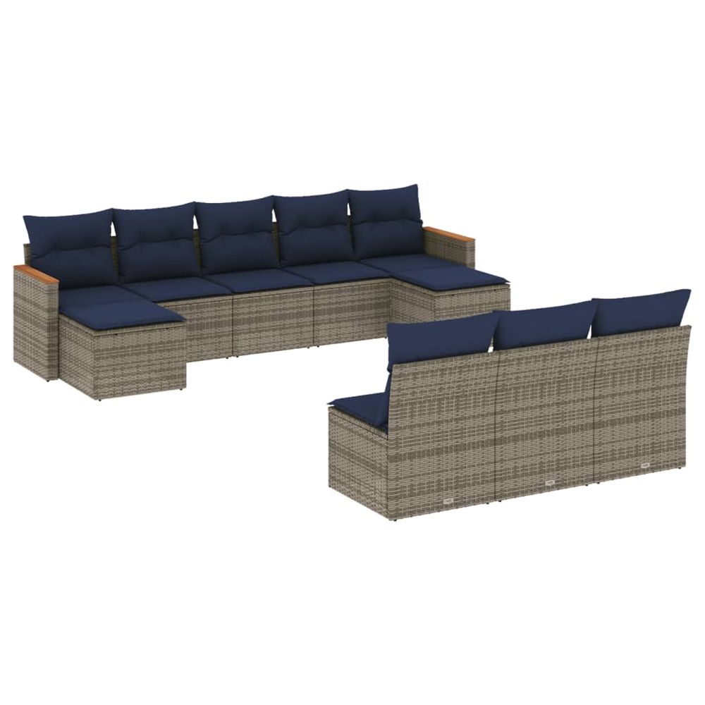 Ensemble de canapé de jardin 10 pcs avec coussins gris
