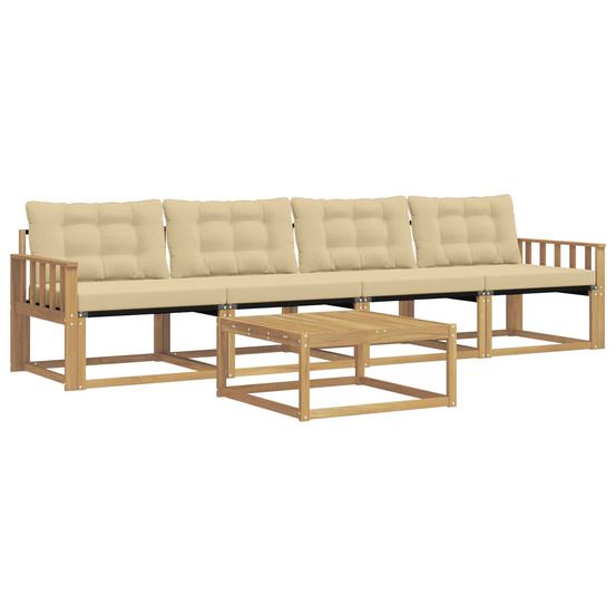 Ensemble de canapés d'extérieur 5 pc blanc et beige